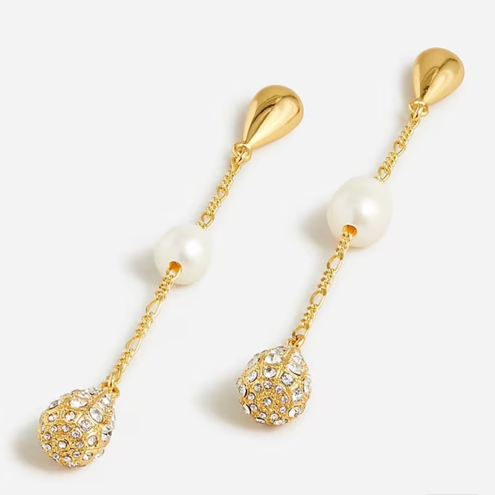 J. Crew - Pearl and Pavé Crystal Waterfall Earrings
